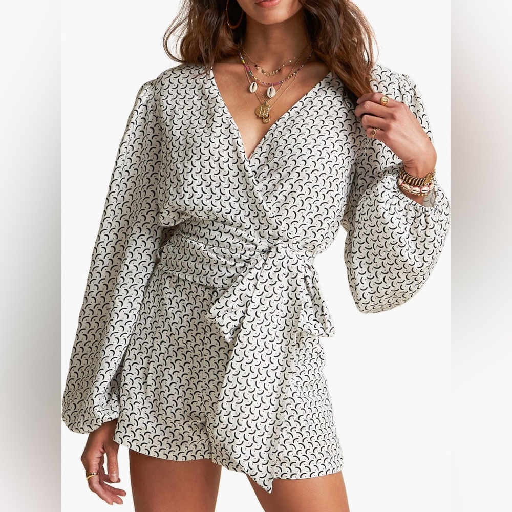 Billabong x Sincerely Jules Wrapped in Love Linen Blend Long Sleeve Blouse Small - Picture 2 of 5